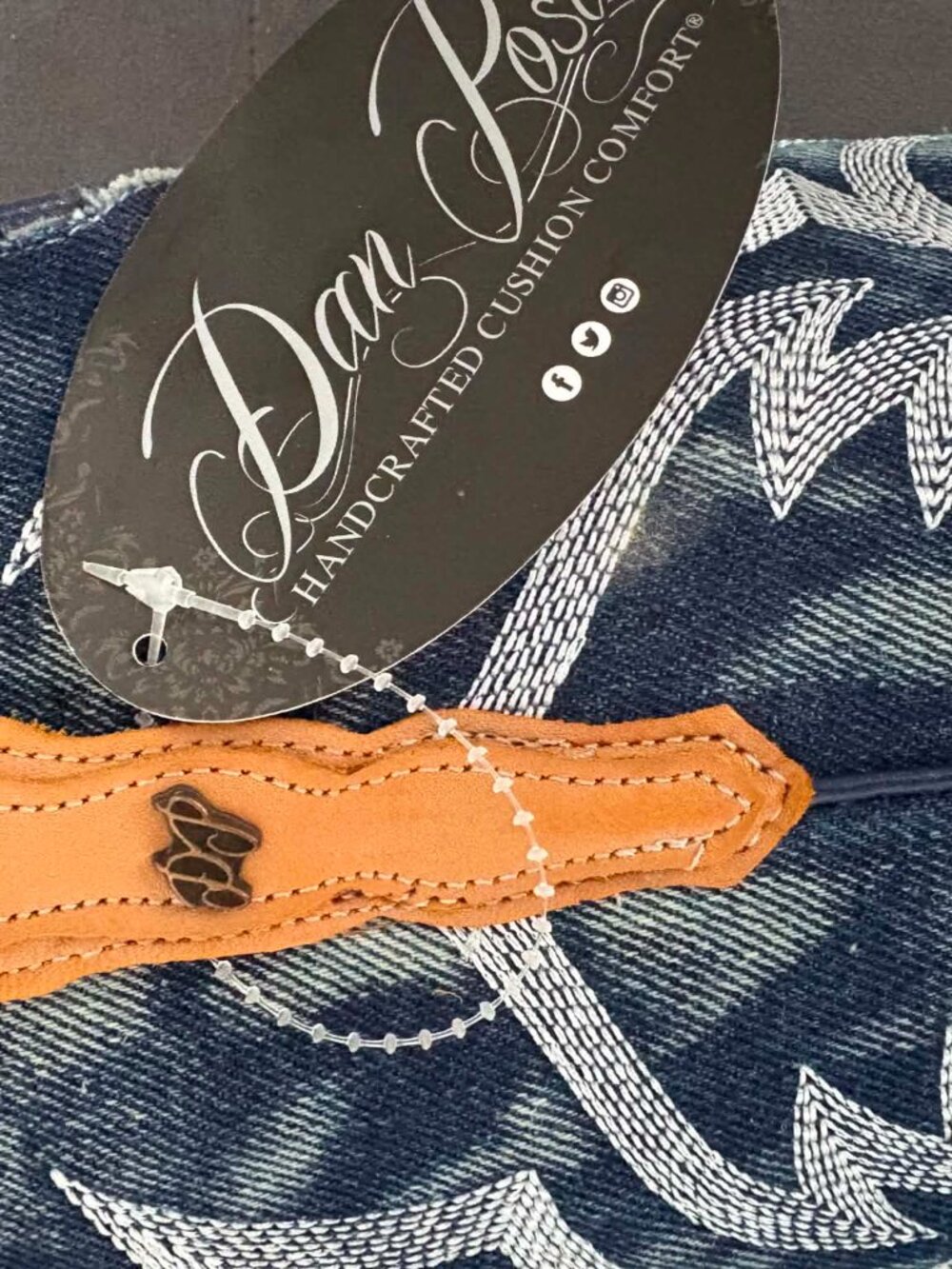 New Size 8 Dan Post Womens Denim Darlin' Stacked Heel Cowboy Boots Retails $289 - Picture 8 of 8